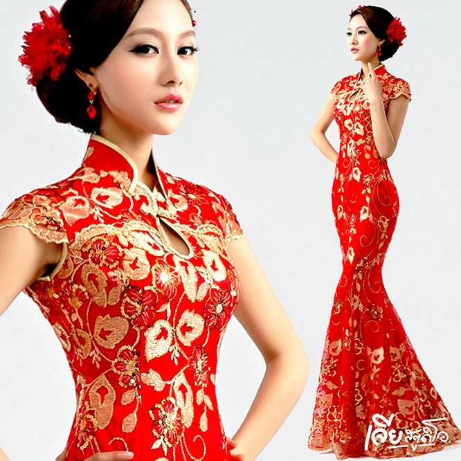 เช่าชุดกี่เพ้า ชุดจีน สีแดง ออกงาน งานหมั้น งานแต่ง เพื่อนเจ้าสาว สวย น่ารัก เจียสตูดิโอ หาดใหญ่ ถูก Qipao Chinese Dresses Hatyai-c7